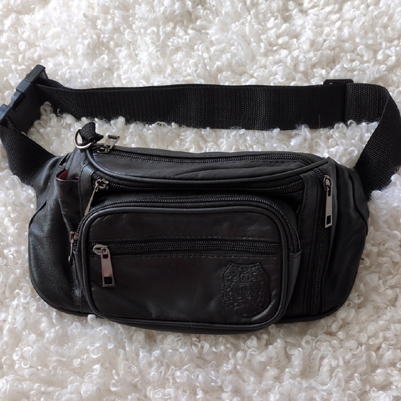 Black Leather Waist Bag - Picture 1 of 9